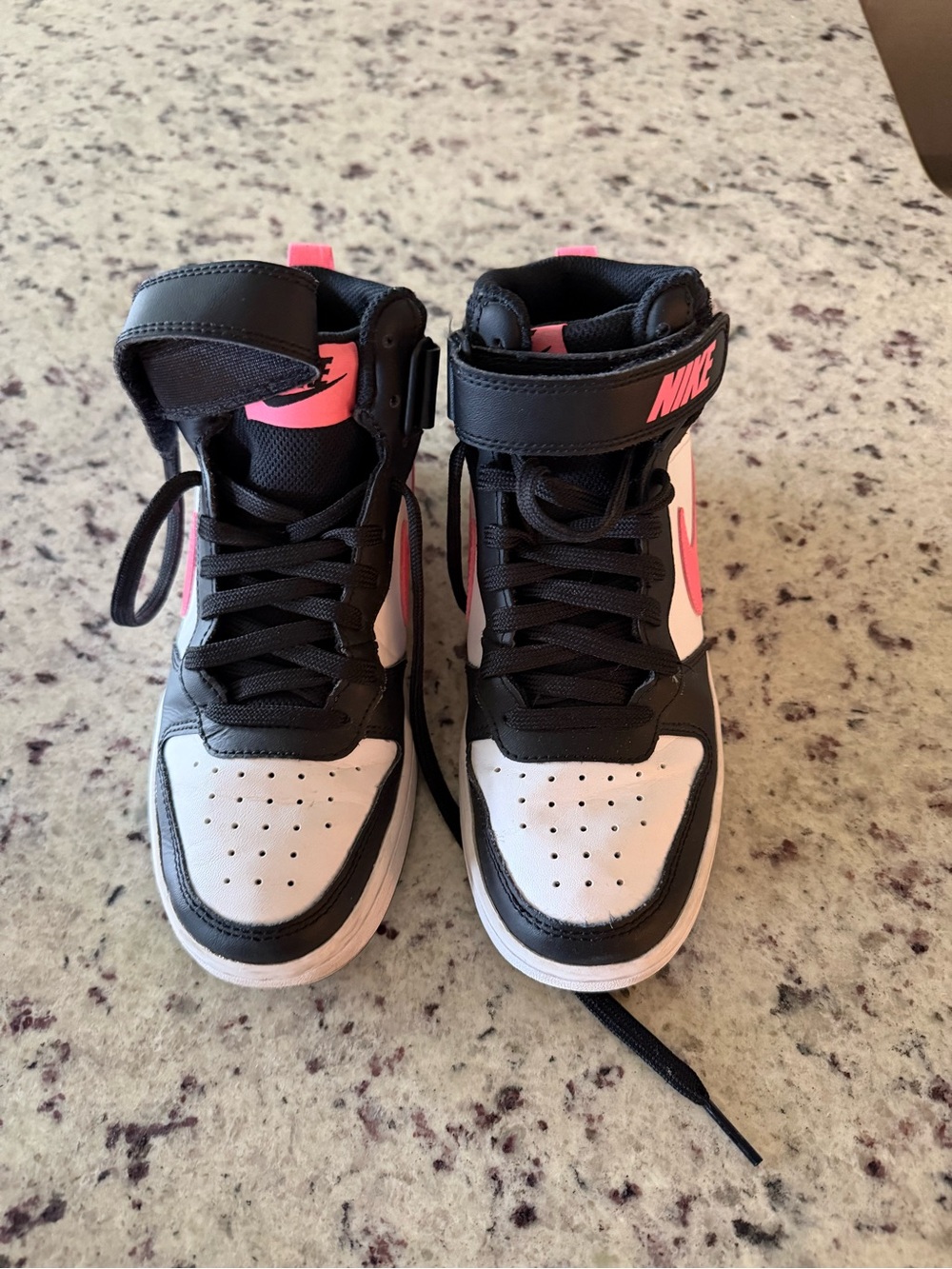 Nike Kids High-Top Sneakers in Black, White & Pink